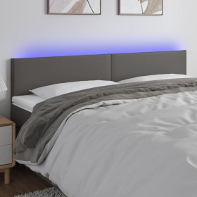 Cabecero con LED cuero sintético gris 160x5x78/88 cm de vidaXL, Cabeceros y pies de cama - Ref: Foro24-3121432, Precio: 69,76...