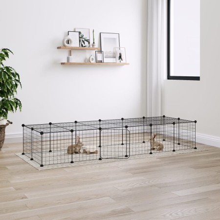Jaula para mascotas de 28 paneles puerta acero negro 35x35 cm de vidaXL, Jaulas y habitáculos para animales pequeños - Ref: F...