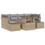 Conjunto de sofá de jardín con cojín 7 pcs Beige y Gris Claro en Sofás de exterior | Comprar online en Foru.es