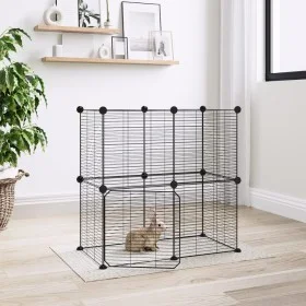 Jaula para mascotas de 12 paneles puerta acero negro 35x35cm by vidaXL, Cages and habitats for small animals - Ref: Foro24-31...