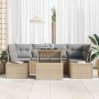 Conjunto de sofá de jardín con cojín 7 pcs Beige y Gris Claro en Sofás de exterior | Comprar online en Foru.es