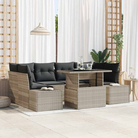 Conjunto de sofá de jardín 7 pcs Gris Claro y Gris Oscuro en Sofás de exterior | Comprar online en Foru.es