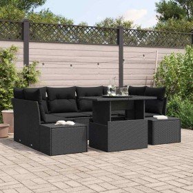 Conjunto de sofá de jardín con cojín 7 pcs Negro en Sofás de exterior | Comprar online en Foru.es