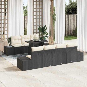 Conjunto de sofá de jardín con cojín 8 pcs Negro y crema en Sofás de exterior | Comprar online en Foru.es