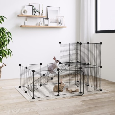 Jaula para mascotas de 20 paneles puerta acero negro 35x35 cm de vidaXL, Jaulas y habitáculos para animales pequeños - Ref: F...