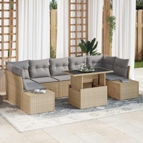 Conjunto de sofá de jardín con cojín 8 pcs Beige y Gris Claro en Sofás de exterior | Comprar online en Foru.es