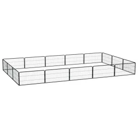 Jaula perros 16 paneles acero recubierto polvo negro 100x50 cm de vidaXL, Casetas y cercados para perros - Ref: Foro24-311596...