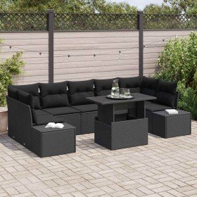 Conjunto de sofá de jardín con cojín 8 pcs Negro en Sofás de exterior | Comprar online en Foru.es