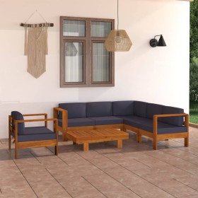 Muebles de jardín 7 pzas con cojines gris oscuro madera acacia en Conjuntos de jardín | Comprar online en Foru.es
