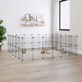 Jaula para mascotas de 44 paneles puerta acero negro 35x35 cm de vidaXL, Jaulas y habitáculos para animales pequeños - Ref: F...