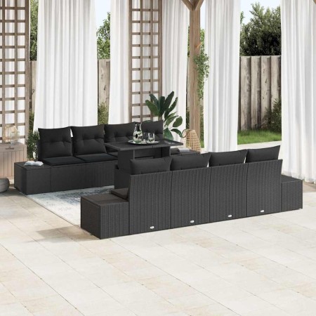 Conjunto de sofá de jardín con cojín 7 pcs Negro en Sofás de exterior | Comprar online en Foru.es