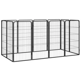 Jaula perros 12 paneles acero recubierto polvo negro 50x100 cm de vidaXL, Casetas y cercados para perros - Ref: Foro24-311595...
