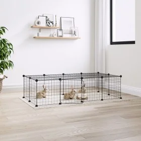 Jaula para mascotas de 20 paneles puerta acero negro 35x35 cm by vidaXL, Cages and habitats for small animals - Ref: Foro24-3...