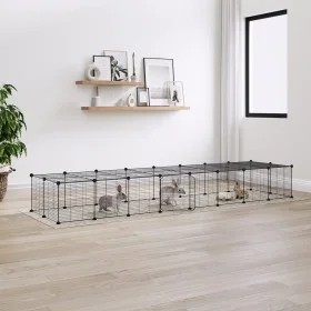 Jaula para mascotas de 36 paneles puerta acero negro 35x35 cm de vidaXL, Jaulas y habitáculos para animales pequeños - Ref: F...