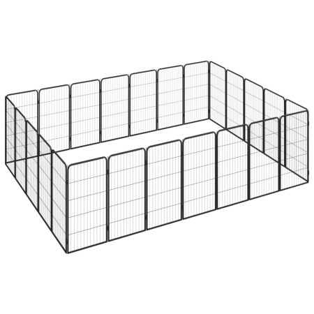 Jaula perros 24 paneles acero recubierto polvo negro 50x100 cm de vidaXL, Casetas y cercados para perros - Ref: Foro24-311596...