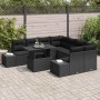 Conjunto de sofá de jardín con cojín con almohada 9 pcs Negro en Sofás de exterior | Comprar online en Foru.es