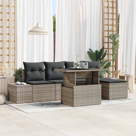 Conjunto de sofá de jardín 6 pcs Gris Poliratán en Sofás de exterior | Comprar online en Foru.es