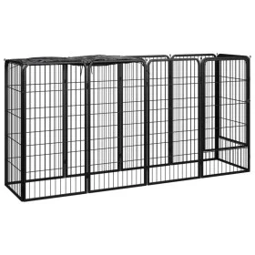 Jaula perros 10 paneles acero recubierto polvo negro 50x100cm de vidaXL, Casetas y cercados para perros - Ref: Foro24-3115948...