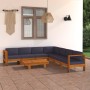 Muebles de jardín 8 pzas con cojines gris oscuro madera acacia en Conjuntos de jardín | Comprar online en Foru.es