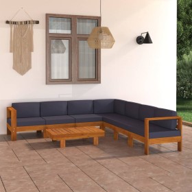 Muebles de jardín 8 pzas con cojines gris oscuro madera acacia en Conjuntos de jardín | Comprar online en Foru.es