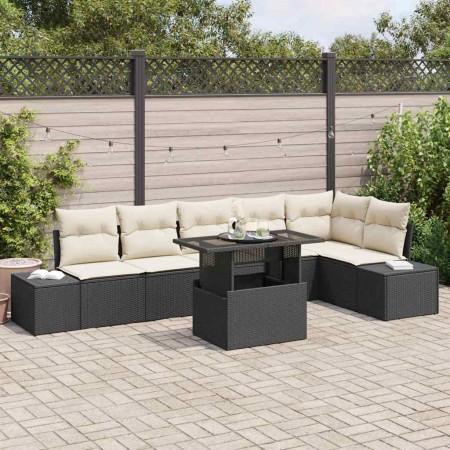 Conjunto de sofá de jardín 7 pcs Negro ratán sintético en Sofás de exterior | Comprar online en Foru.es