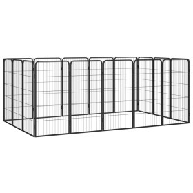 Jaula perros 16 paneles acero recubierto polvo negro 50x100 cm de vidaXL, Casetas y cercados para perros - Ref: Foro24-311596...