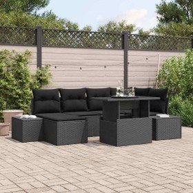 Conjunto de sofá de jardín 7 pcs Negro ratán sintético en Sofás de exterior | Comprar online en Foru.es