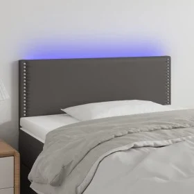 Cabecero con LED cuero sintético gris 100x5x78/88 cm de vidaXL, Cabeceros y pies de cama - Ref: Foro24-3121560, Precio: 41,21...