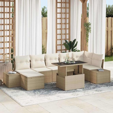 Conjunto de sofá de jardín 8 pcs Beige Poliratán en Sofás de exterior | Comprar online en Foru.es
