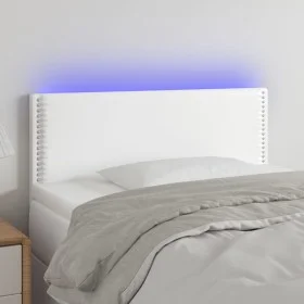 Headboard with LED white synthetic leather 90x5x78/88 cm by vidaXL, Headboards and footboards - Ref: Foro24-3121551, Price: 5...