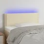 Cabecero con LED cuero sintético color crema 100x5x78/88 cm de vidaXL, Cabeceros y pies de cama - Ref: Foro24-3121558, Precio...