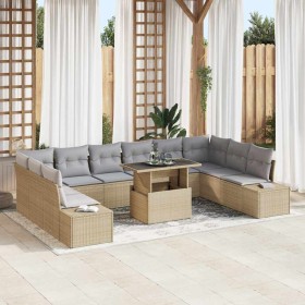 Conjunto de sofá de jardín 11 pcs Beige Poliratán en Sofás de exterior | Comprar online en Foru.es