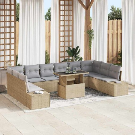 Conjunto de sofá de jardín 11 pcs Beige Poliratán en Sofás de exterior | Comprar online en Foru.es