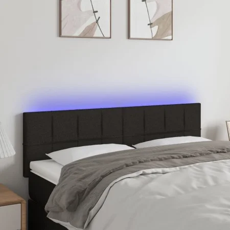 Black fabric headboard with LED 144x5x78/88 cm by vidaXL, Headboards and footboards - Ref: Foro24-3121612, Price: 74,56 €, Di...