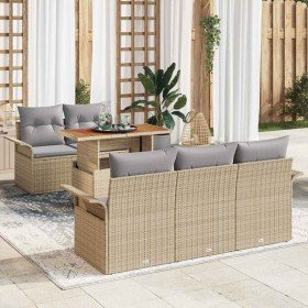 Conjunto de sofá de jardín 6 pcs Beige Poliratán en Sofás de exterior | Comprar online en Foru.es