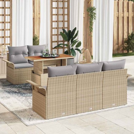 Conjunto de sofá de jardín 6 pcs Beige Poliratán en Sofás de exterior | Comprar online en Foru.es