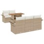 Conjunto de sofá de jardín 6 pcs Beige Poliratán en Sofás de exterior | Comprar online en Foru.es