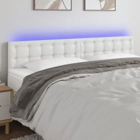 Kopfteil mit LED, weißem Kunstleder, 200 x 5 x 78/88 cm von vidaXL, Kopf- und Fußteile - Ref: Foro24-3121721, Preis: 69,90 €,...