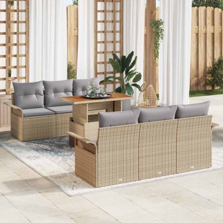 Conjunto de sofá de jardín 7 pcs Beige Poliratán en Sofás de exterior | Comprar online en Foru.es
