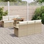 Conjunto de sofá de jardín 7 pcs Beige Poliratán en Sofás de exterior | Comprar online en Foru.es