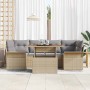 Conjunto de sofá de jardín 7 pcs Beige Poliratán en Sofás de exterior | Comprar online en Foru.es