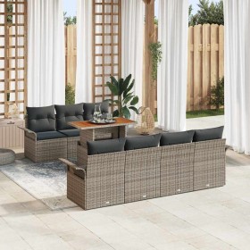 Conjunto de sofá de jardín 8 pcs Gris Poliratán en Sofás de exterior | Comprar online en Foru.es
