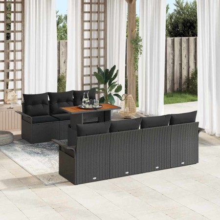 Conjunto de sofá de jardín 8 pcs Negro Poliratán en Sofás de exterior | Comprar online en Foru.es