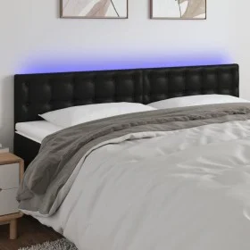 Kopfteil mit LED aus schwarzem Kunstleder 200x5x78/88 cm von vidaXL, Kopf- und Fußteile - Ref: Foro24-3121720, Preis: 58,58 €...