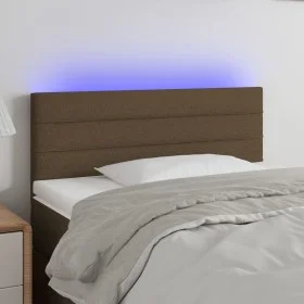 Cabecero con LED de tela marrón oscuro 100x5x78/88 cm de vidaXL, Cabeceros y pies de cama - Ref: Foro24-3121745, Precio: 48,3...