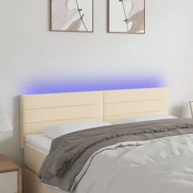 Cream fabric headboard with LED 144x5x78/88 cm by vidaXL, Headboards and footboards - Ref: Foro24-3121755, Price: 67,31 €, Di...