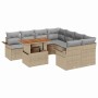 Conjunto de sofá de jardín 9 pcs Beige Poliratán en Sofás de exterior | Comprar online en Foru.es