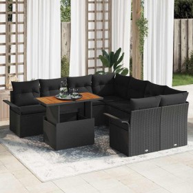 Conjunto de sofá de jardín 9 pcs Negro Poliratán en Sofás de exterior | Comprar online en Foru.es