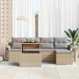 Conjunto de sofá de jardín 6 pcs Beige Poliratán en Sofás de exterior | Comprar online en Foru.es