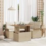 Conjunto de sofá de jardín 5 pcs Beige Poliratán en Sofás de exterior | Comprar online en Foru.es